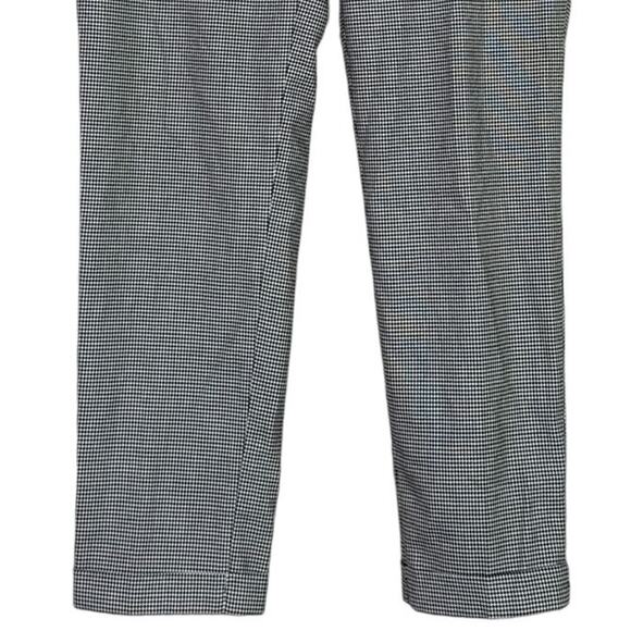 Zara Gingham Straight Leg Crop Slim Pant Ankle Fold Detail Pocket M Black White - Picture 4 of 16